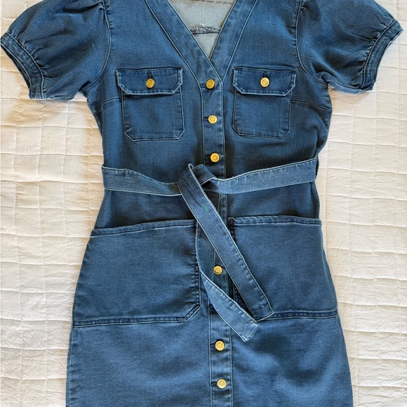 Maurices Dresses & Skirts - Maurices Denim Dress with Puff Sleeves and Waist Tie - stretchy - Small